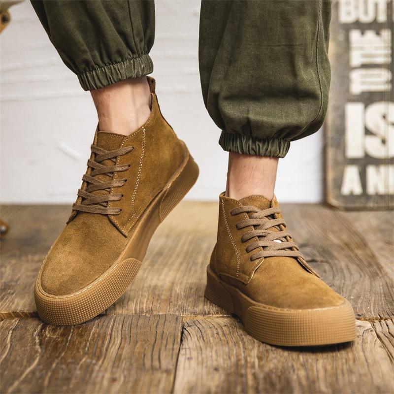 Fleece Warm Martin Boots Men'S Versatile Tooling Men'S Boots British Style Retro Cow Anti-Fleece High-Top Board Shoes