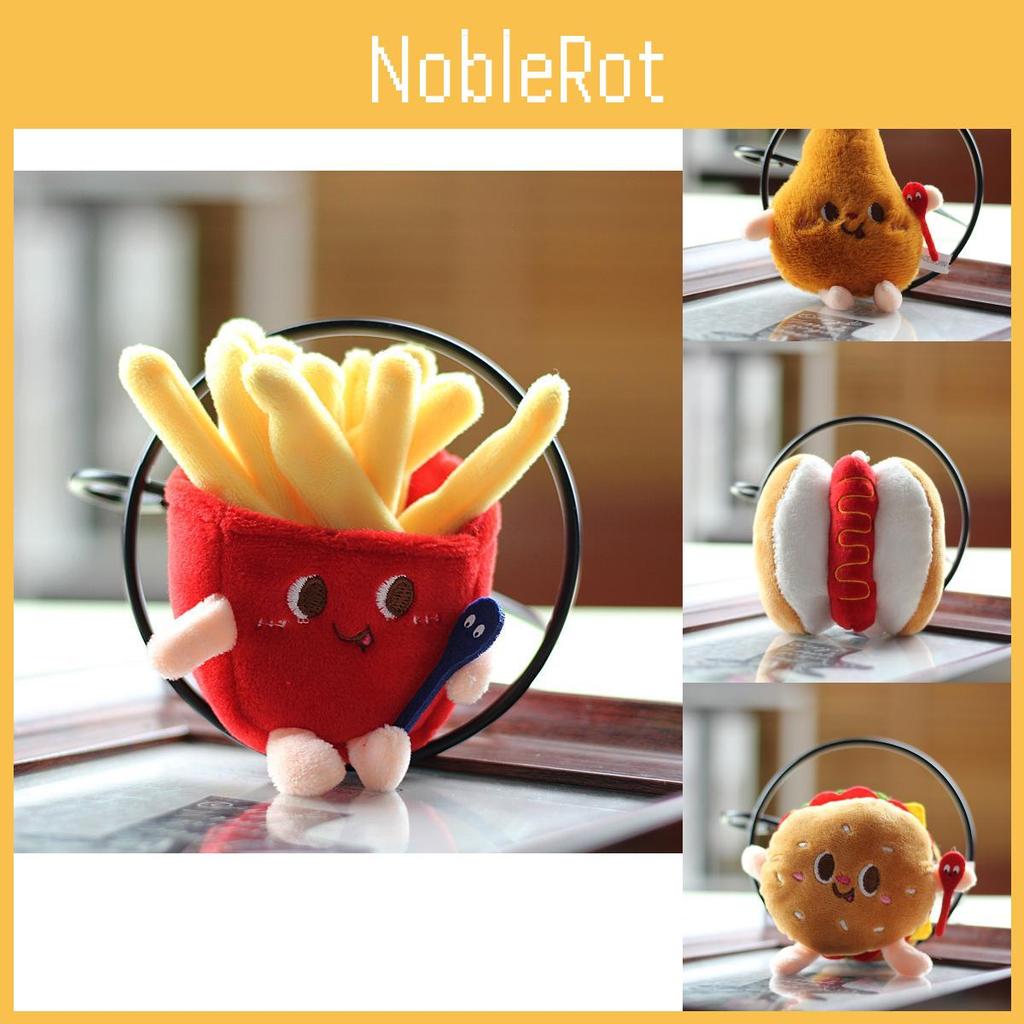 Adorable Plush Hamburger Hot Dog Chicken Leg French Fries Keychain For Backpacks Creative Gift