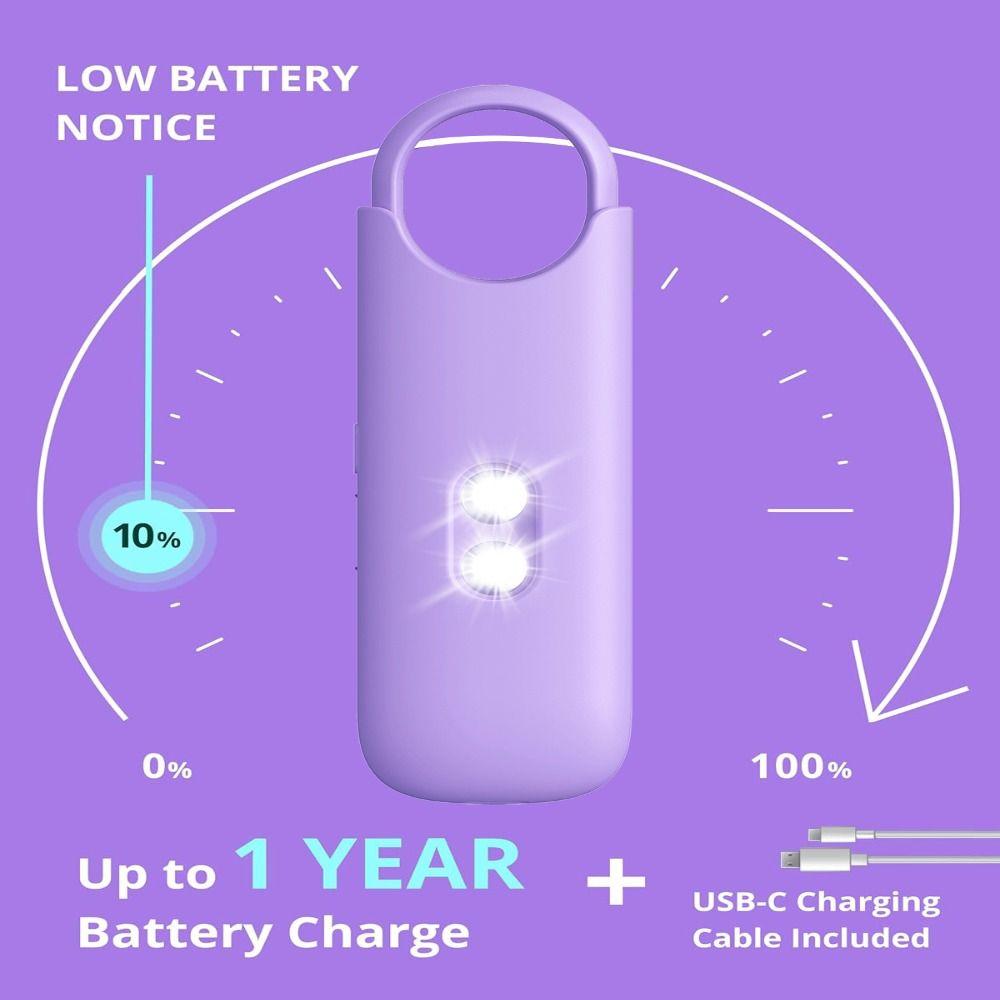 Rechargeable Personal Self Defense Alarm with Dual LED Light Safety Siren  for Women Girls