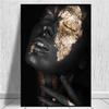 Classical Art Black Gold African Women Canvas Painting Wall Art Pictures Posters and Prints for Living Office Bedroom Home Decor No Frame