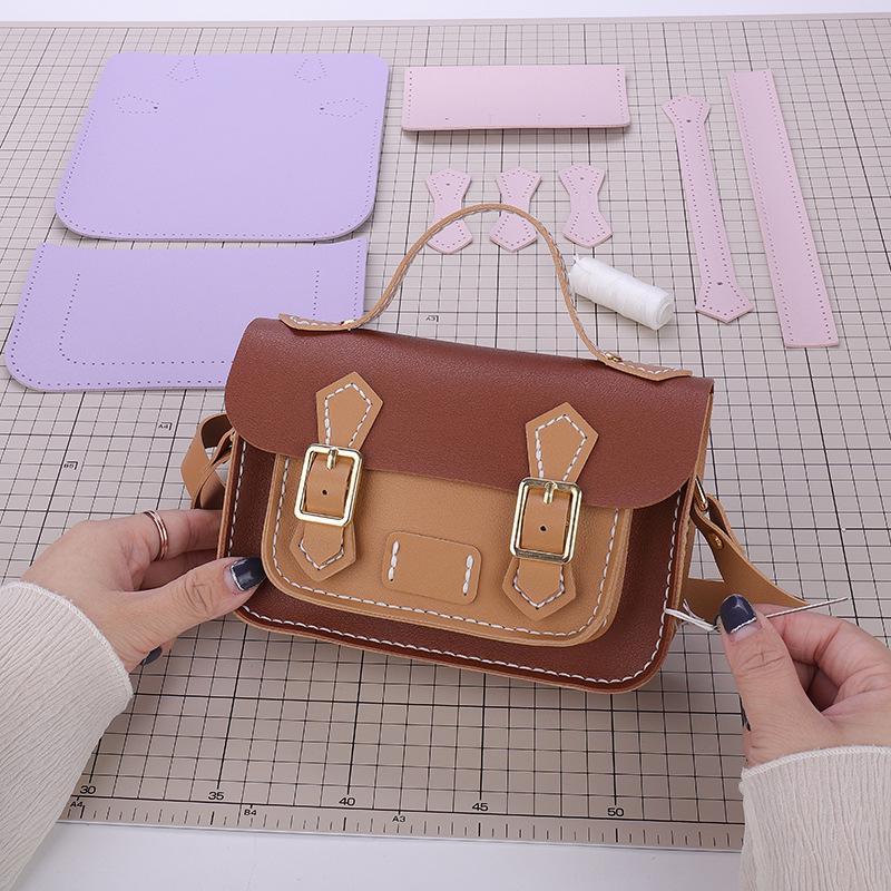Cambridge DIY Handmade Color Block Woven Shoulder Crossbody Messenger Bag - Women's Trendy New Style