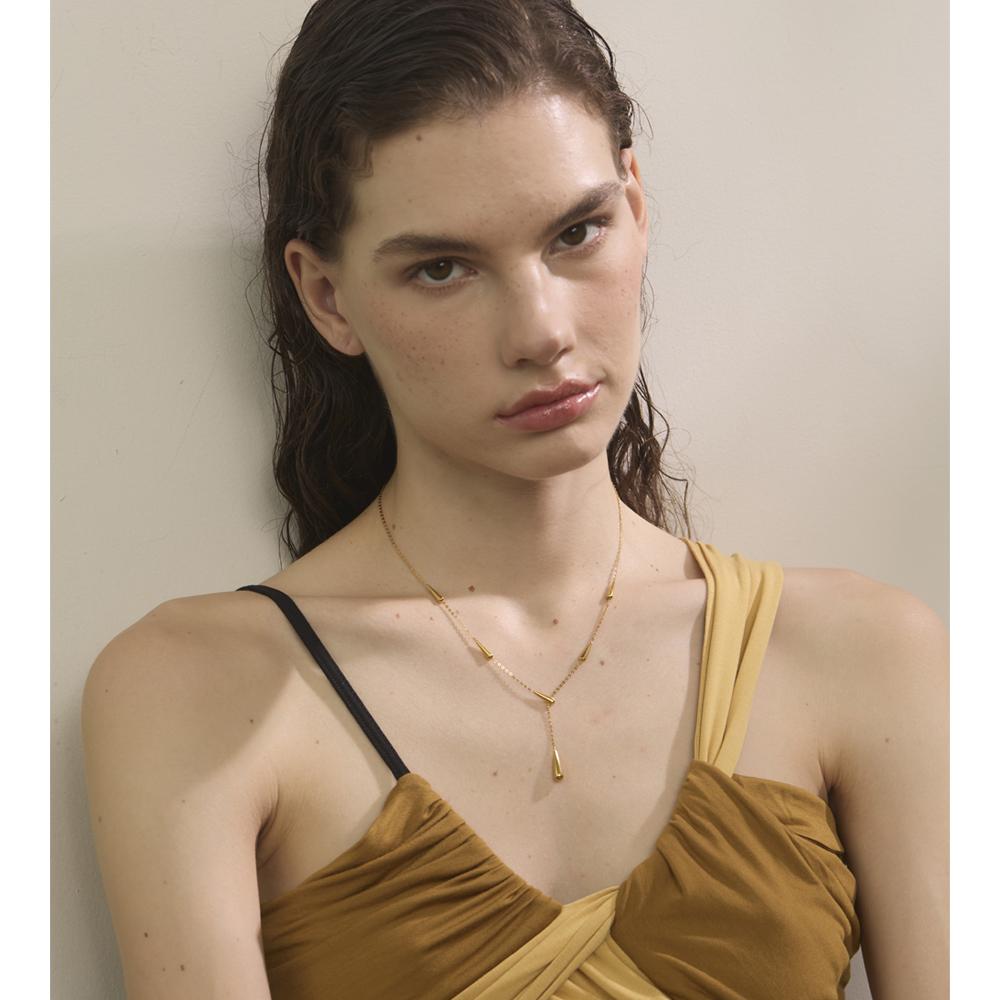 Yhpup Collar Colgante Gota de Agua Fundida de Acero Inoxidable Joyería Coreana de Moda Tendencia de Alta Calidad Chapado PVD Oro 18K 2025