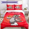 3pcs Custom Name Tom and Jerry Bedding Set Duvet Cover Closure Includes 1 Duvet Cover & 2 Pillowcases for All Seasons Bedroom Decor