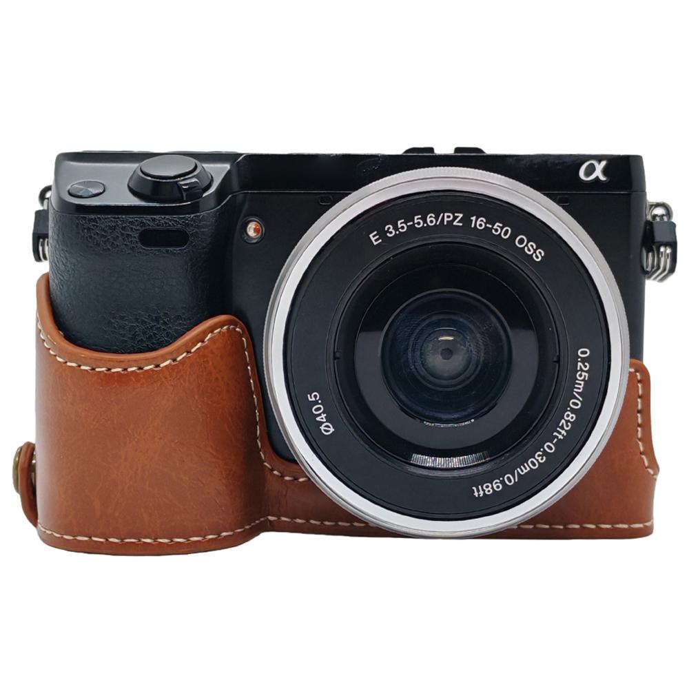 For Sony NEX-7/NEX-6 Half Body Camera Cover with Battery Access PU Leather Bottom Case