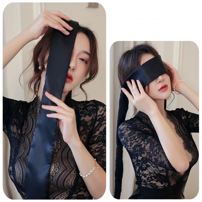 Maschera per gli occhi in raso sexy porno anime passione vincolante braccialetto paralume fascia di copertura nastro SM flogger frusta costume giocattoli del sesso gioco gioco per adulti