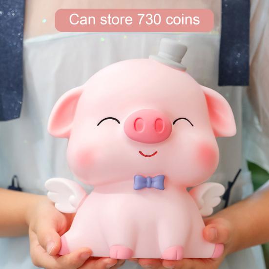 Cartoon Pig Vinyl Piggy Bank, Shatterproof Coin Cash Storage Container, Children Money Saving Box Decoration, Girls for Boys Girls