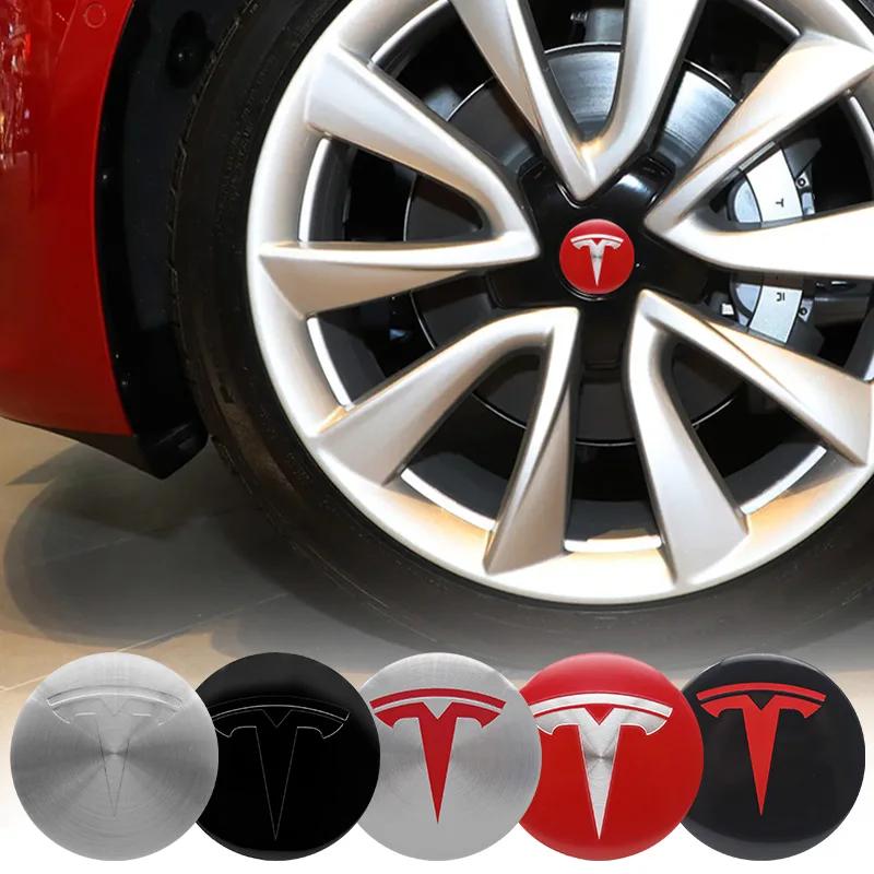 ICTB3 4Pcs 56mm Tesla Hub Cap Center Cap Logo High Quality Sticker For Model 3 Model Y Model S X Personalized Car Sticker Accessories