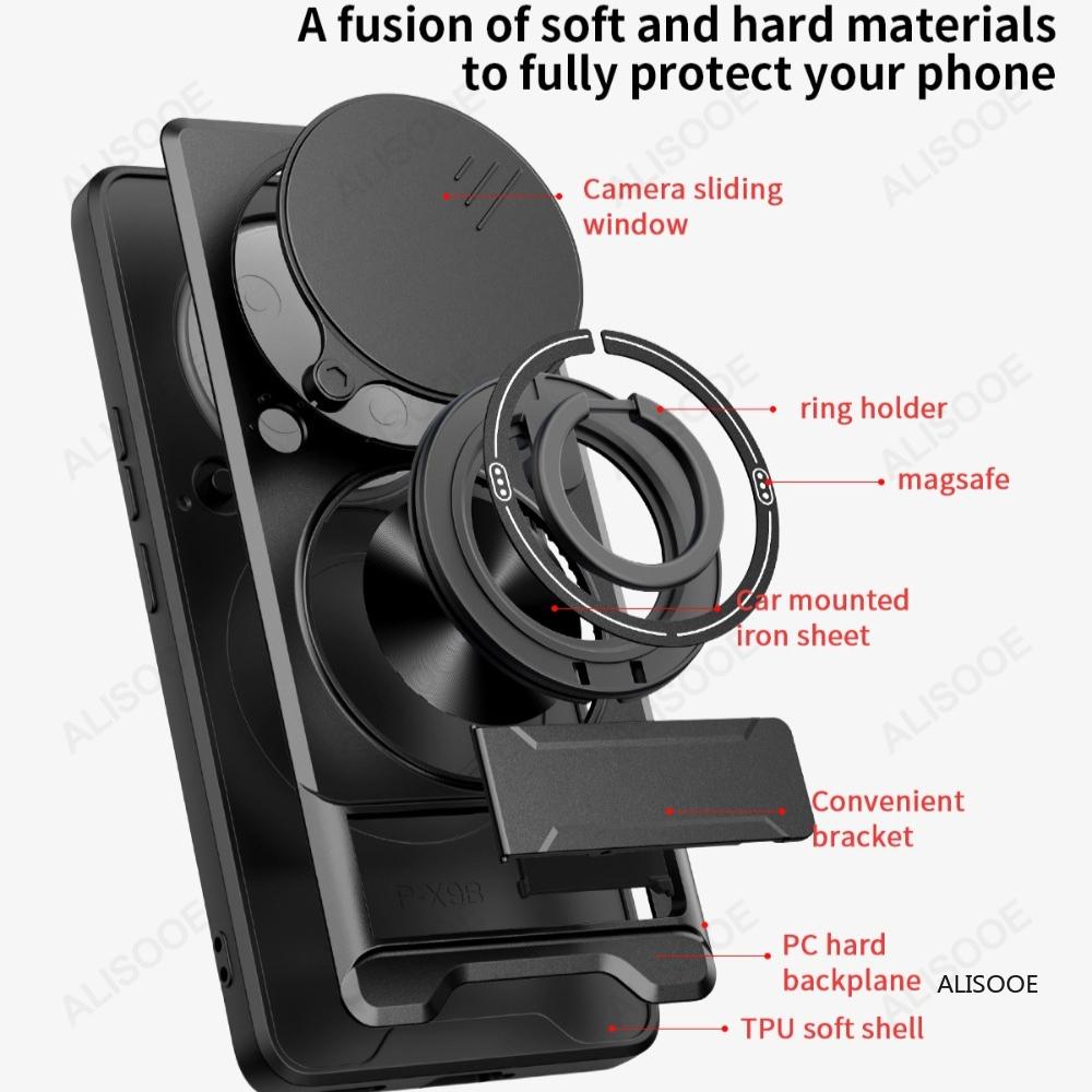 Funda for Honor X9B 5G Case Rotatable Slide Camera Protection Ring Stand Shockproof Cover Capa for Honor X9B 5G Funda