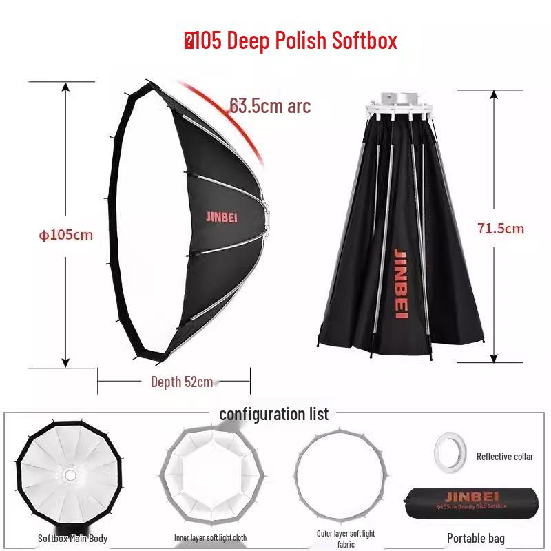 8-Sided Quick-Release 90/120cm Deep Parabolic Softbox for Photography and Video Lighting