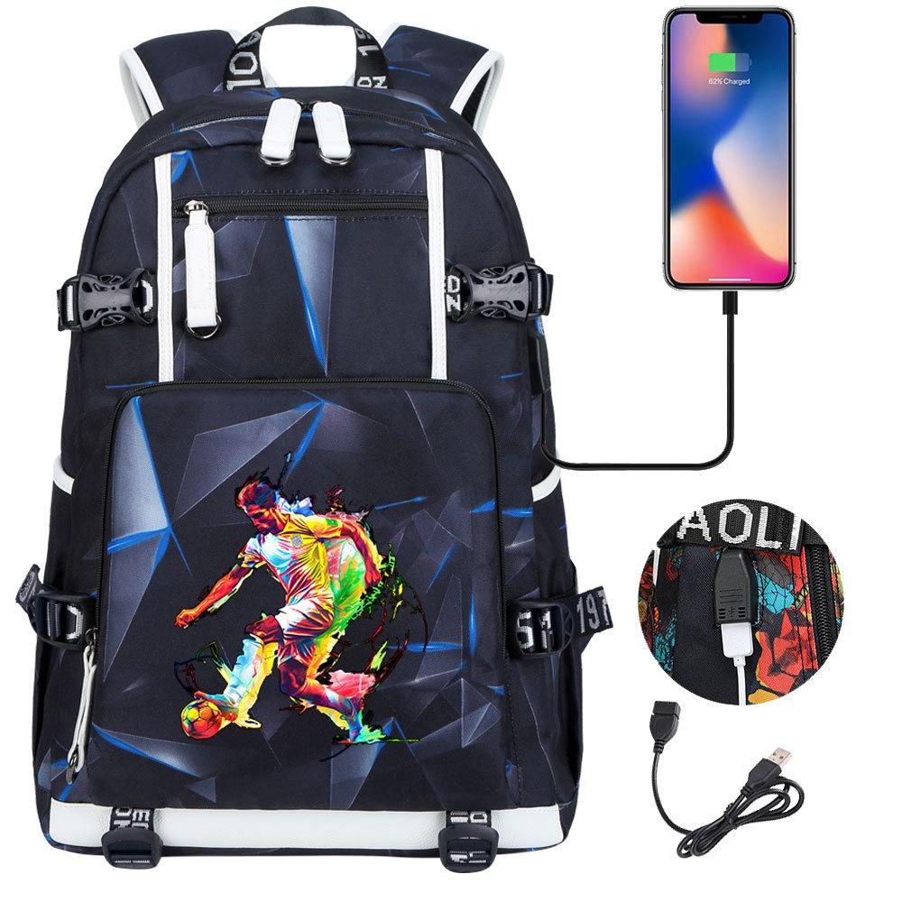 USB Headphone Backpack for Teens Students Boys Girls Leisure Travel Dual Shoulder Bags Soccer Hot Selling Waterproof Large Capacity
