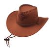 New Artificial Suede Western Cowboy Hat Tibetan Style Curved Brim Top Hat Soft Ethnic Jazz Fedora Hats Outdoor Riding