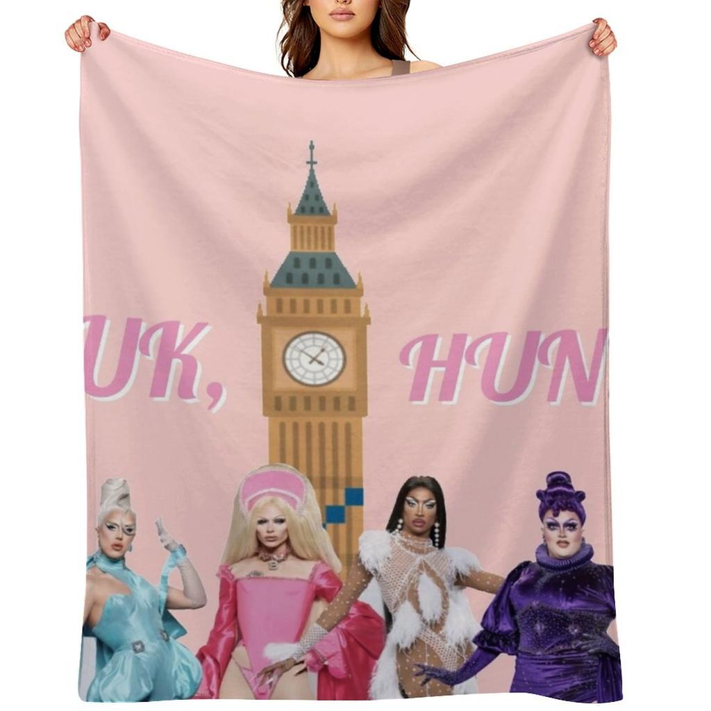 Uk, Hun RuPauls Drag Race UK United Kingdolls Throw Blanket Decorative Funny Gift Hairys Manga Blankets