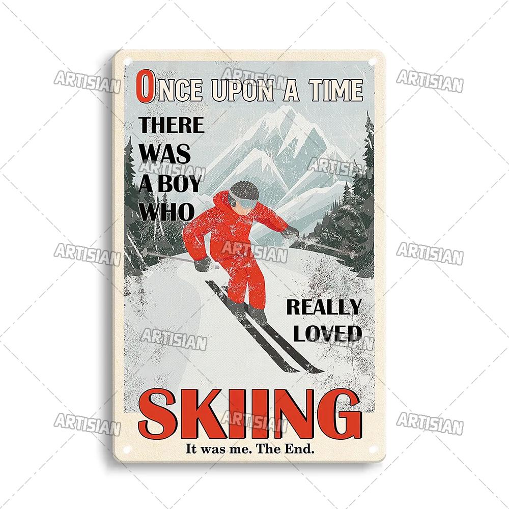 ArtisianSkiingMetalSign Artisian Skiing Metal Sign - Snowboarding/Sledding Sport Tin Plate, Garage/Bar Wall Decor