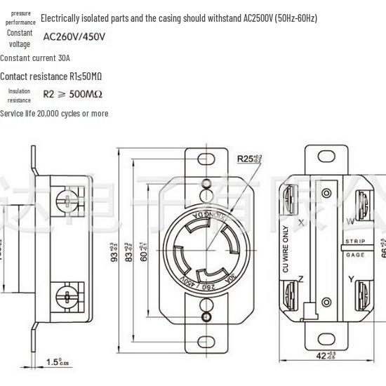 XIONGDA 30A 260V-450V Industriesteckdose im amerikanischen Stil (4-Loch)