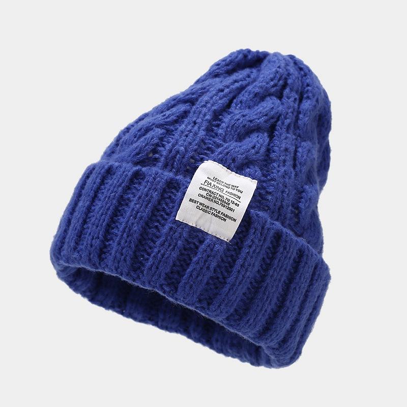 Simple Autumn and Winter Hat Big Head Circumference Knitted Wool Hat Loose Ins Face Small Twist Thickened Winter Warm Hat