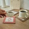 4 pièces sous-verres rustiques en coton, dessous de verre tissés à carreaux brodés à la main pour tasses à café et à thé, protège-table lavable résistant à la chaleur pour la maison