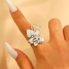 Stainless Steel Flower Irregular Adjustable Rings for Women Fashion Metal Textured Leaf Index Finger Ring Luxury Jewelry