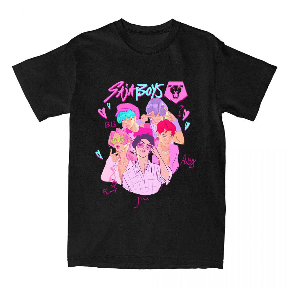 საძა ბოის კომფორტ კოლორსის მაისური KPop დემონი მონადირეების პრინტით მაისური ზაფხულის მოკლემკლავიანი ბამბის მაისური მოდური ქალის მამაკაცის ტანსაცმელი