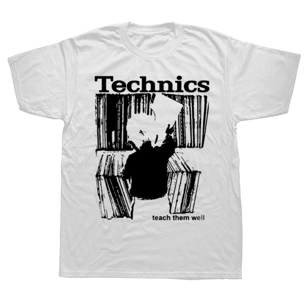 Zabawna Koszulka Technics Dziecko Naucz Ich Dobrze Dj Muzyka Grafika Moda Męska Codzienna Koszulka 100% Bawełna Luźna Oversize Koszulka