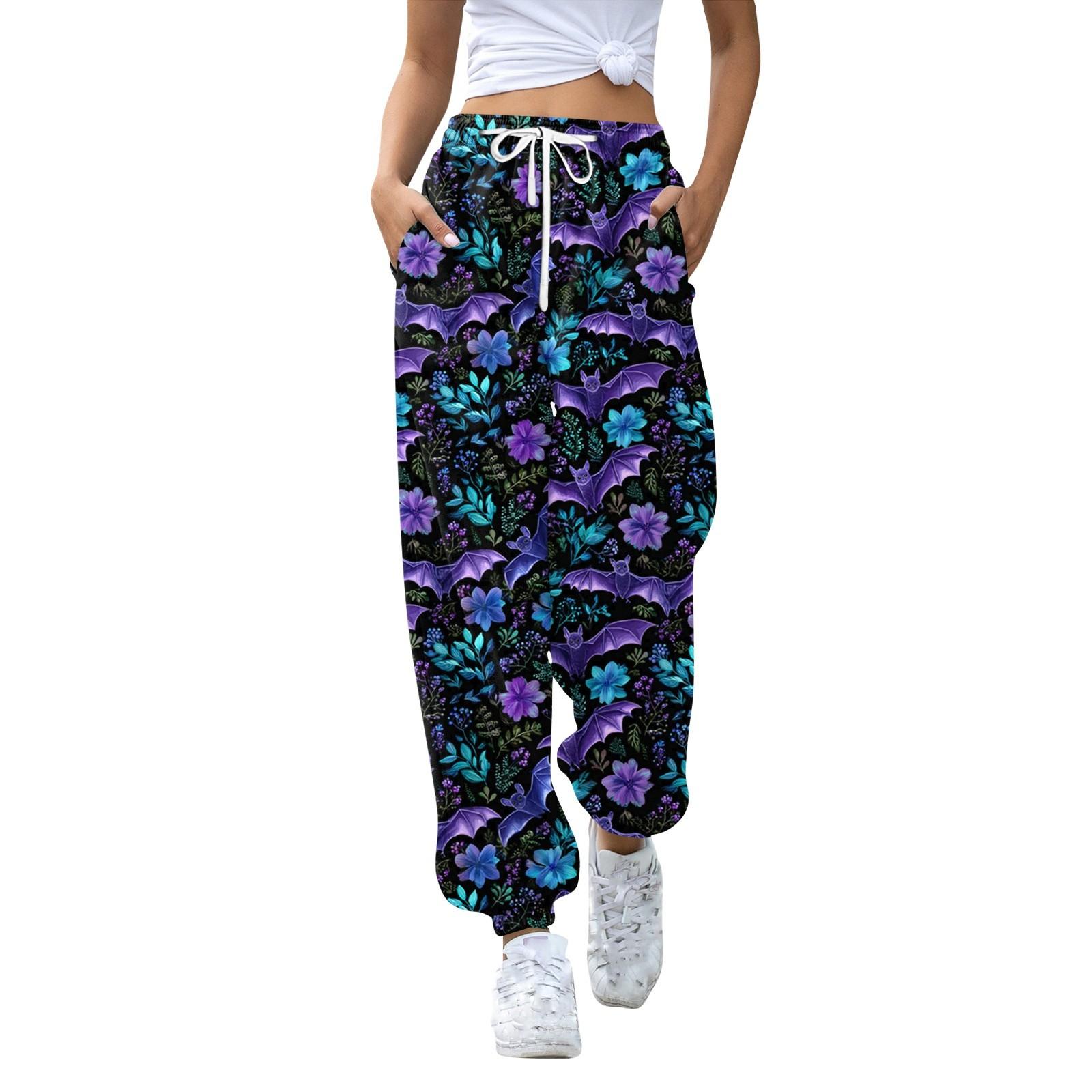 

Women s Sports Pants With Pockets Fashion Print Elastic Waist Pants Casual Sweatpants Pants S синій