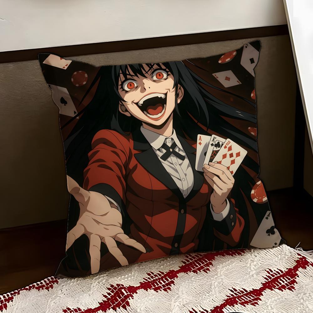 KKakegurui Anime Cushion Cover Reversible Soft Durable Pillow Cover Home Car MultiScene Use for Daily Comfort
