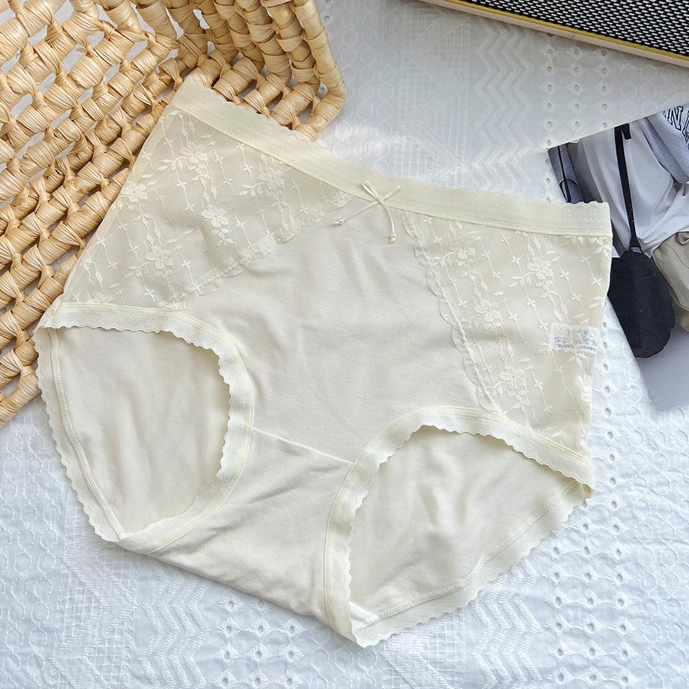 

Female Spring and Autumn Simple Sexy Bow Lace Splicing in The Waist Without Trace Triangle Briefs One Size білий
