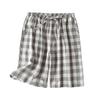 Leichte Herren-Karo-Lounge-Shorts mit elastischem Bund, Baumwoll-Schlafanzugunterteil, Lockere Passform