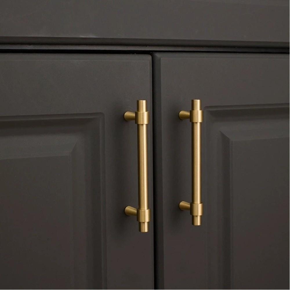 Satin Brass Drawer Pulls T Shape Furniture Handles Modern Pull Handles Kitchen Cabinet Wardrobe
