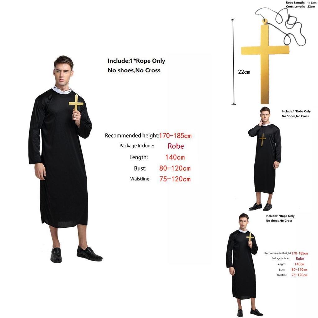 Captivating Priest Costume Robe With Classic Godfather Style For Memorable Halloween Celebrations