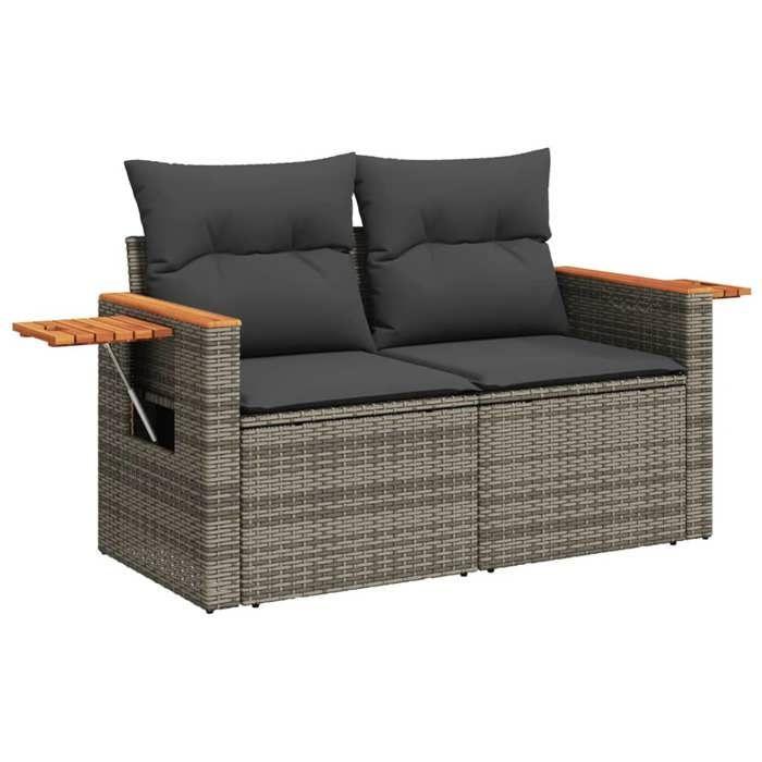 VidaXL Salon de Jardin avec Coussins 3 pcs, Canapés de Terrasse, Ensemble de Meubles de Patio, Mobilier d'Extérieur, Gris 3226599