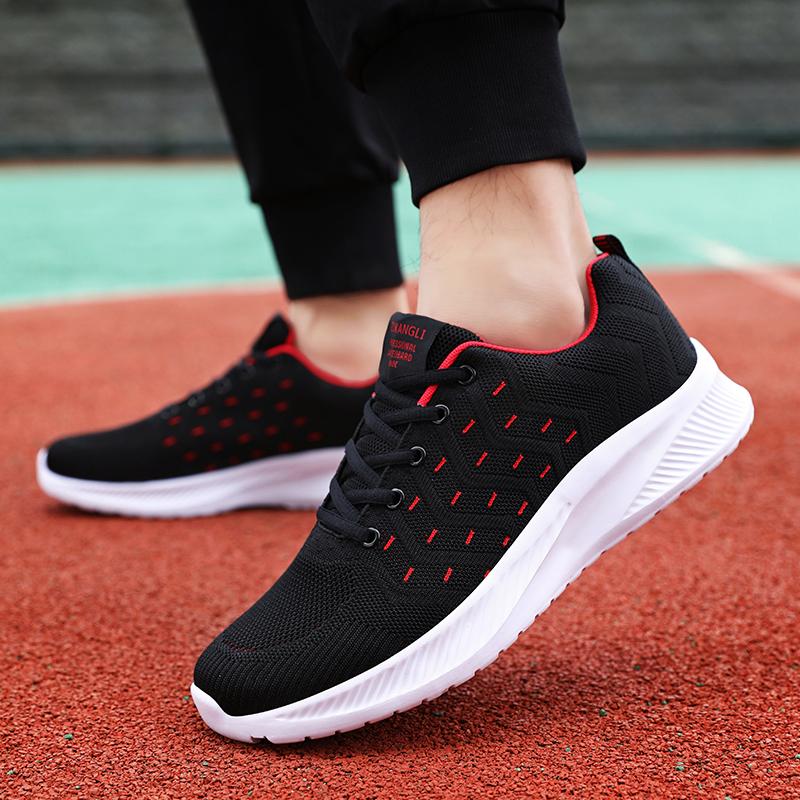 Men Running Sports Shoes Knitted Mesh Sneakers Lightweight Casual Sports Shoes Walking Flats Lace-up Jogging Trainers