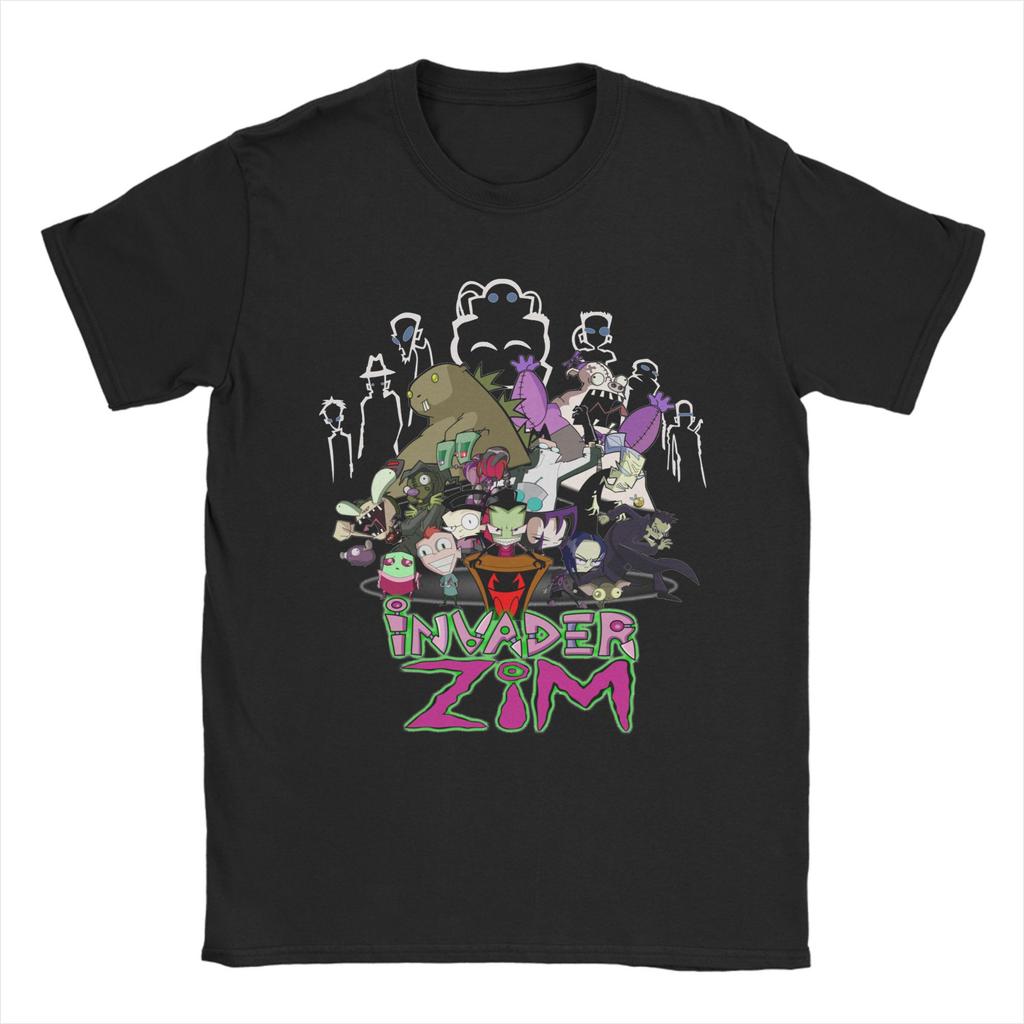 Funny Invaders Zims GIR T Shirt Men's Cotton Short Sleeve Crewneck Summer Clothes