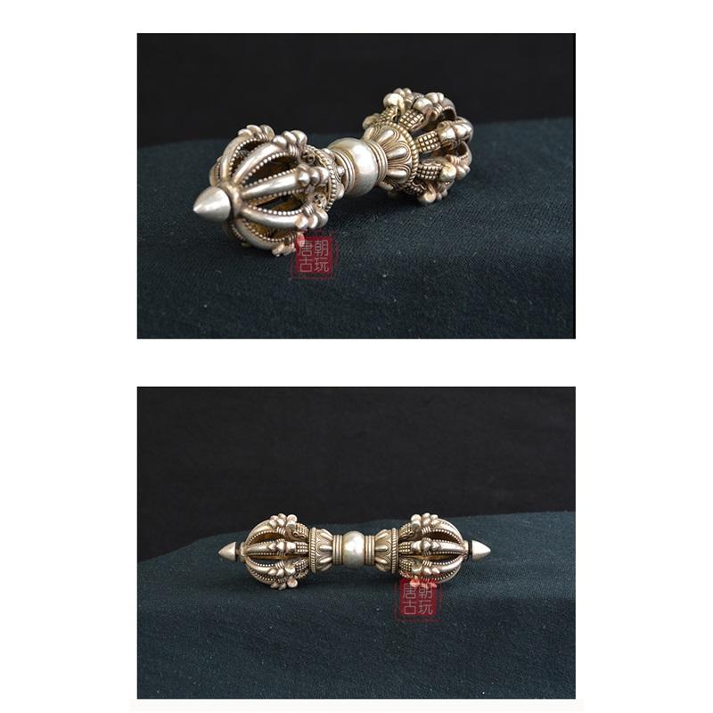 Bronce antiguo artículo de Buda mazo Jingang con nueve hilos de cobre puro y dorado en plata mazo Vajra Colección Metal