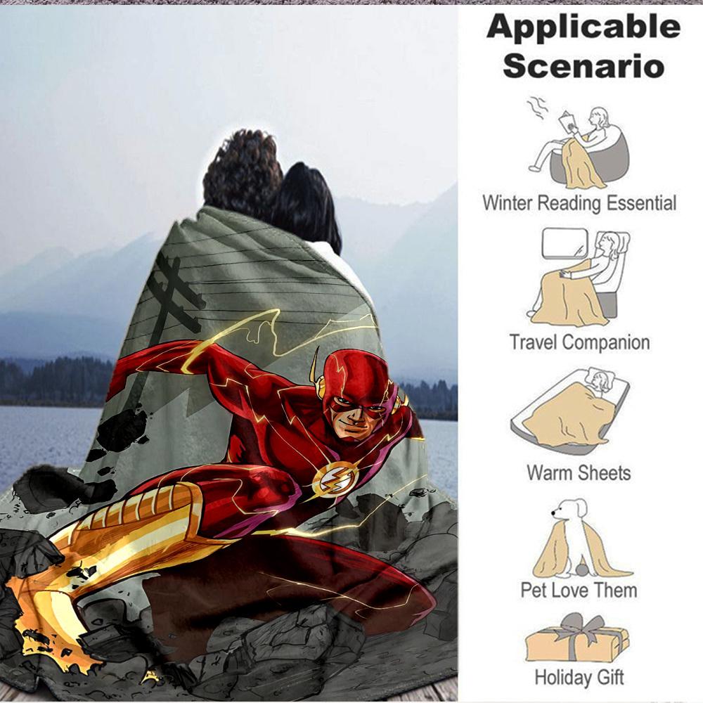 1 Stück Flash Superhelden Decke Polyesterfaser, Ganzjahreskomfort für Sofa, Bett, Büro, Auto, Camping, Ideale Heimdeko & Geschenk, Bürokomfort