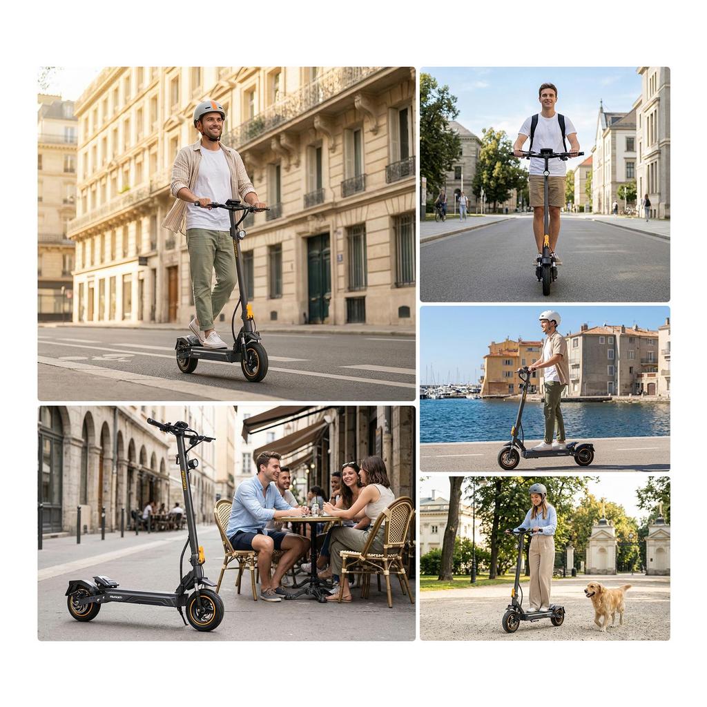 Folding Electric Scooter Ausom K20 1100W Peak Single Motor 648Wh Battery Capacity 20 km/h Default Top Speed 70 km Max Range