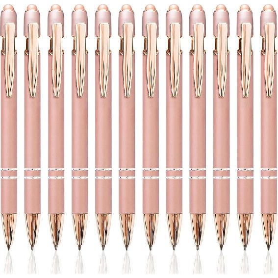 Стилусы для сенсорных экранов, 6 шт. Розовое золото, Вдохновляющие ручки, Шариковые ручки со средним стержнем 1,0 мм, Милые ручки, Подарки для медсестер, Канцелярские товары для женщин Motivational