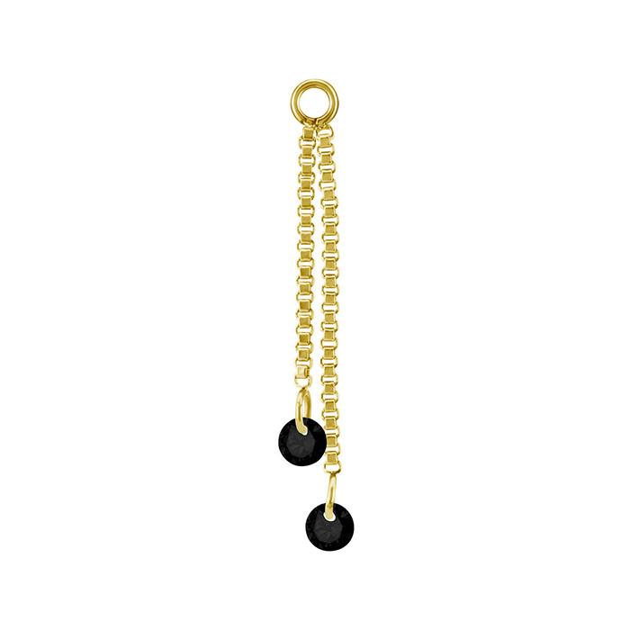 Charm Chain With Black Zircons - Gold - D-071 20 Mm