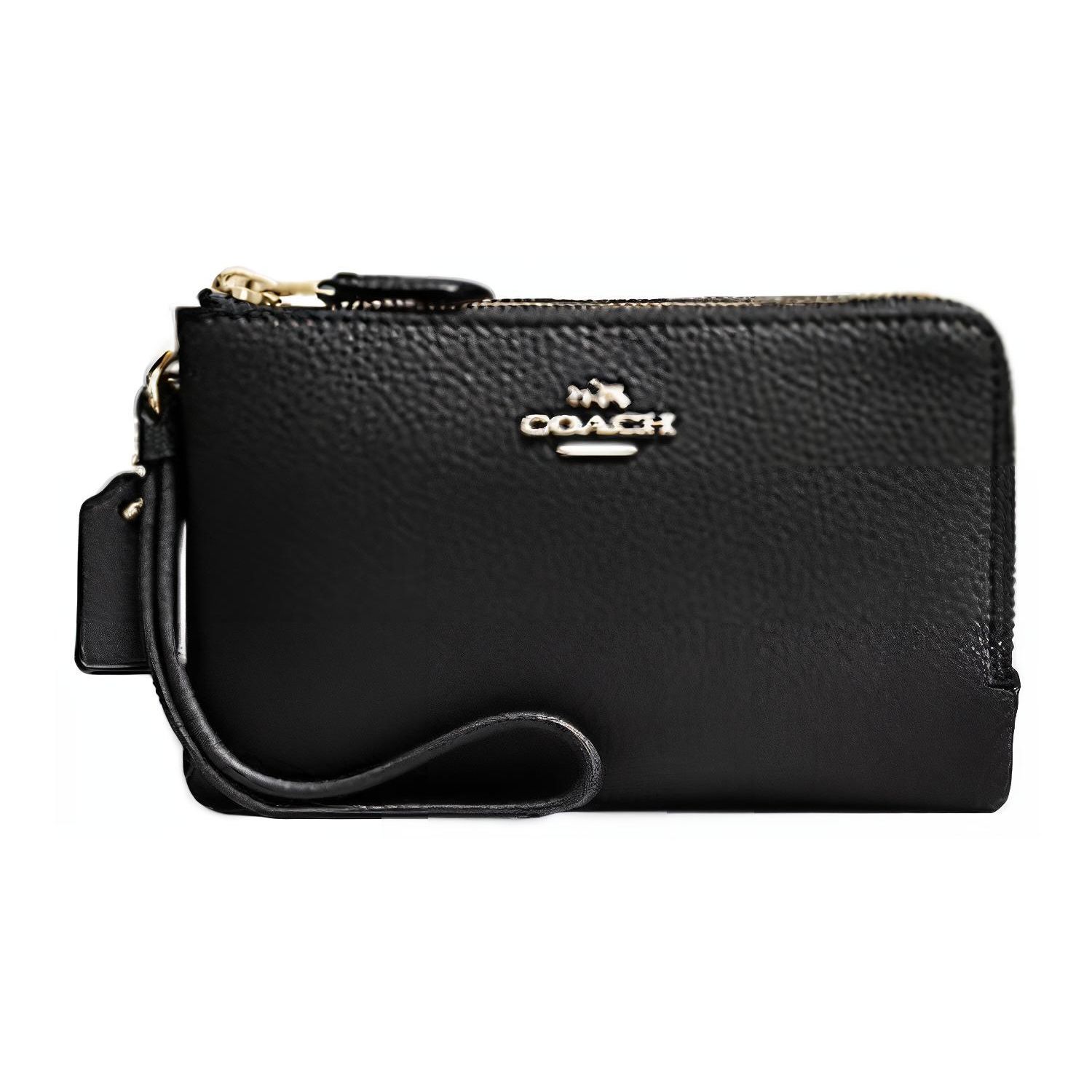 

COACH Corner Zip 10 Metal Logo Leather Clutch Small Women clutch Black 87590-IMBLK Basic Set (Bag+Dust Bag)