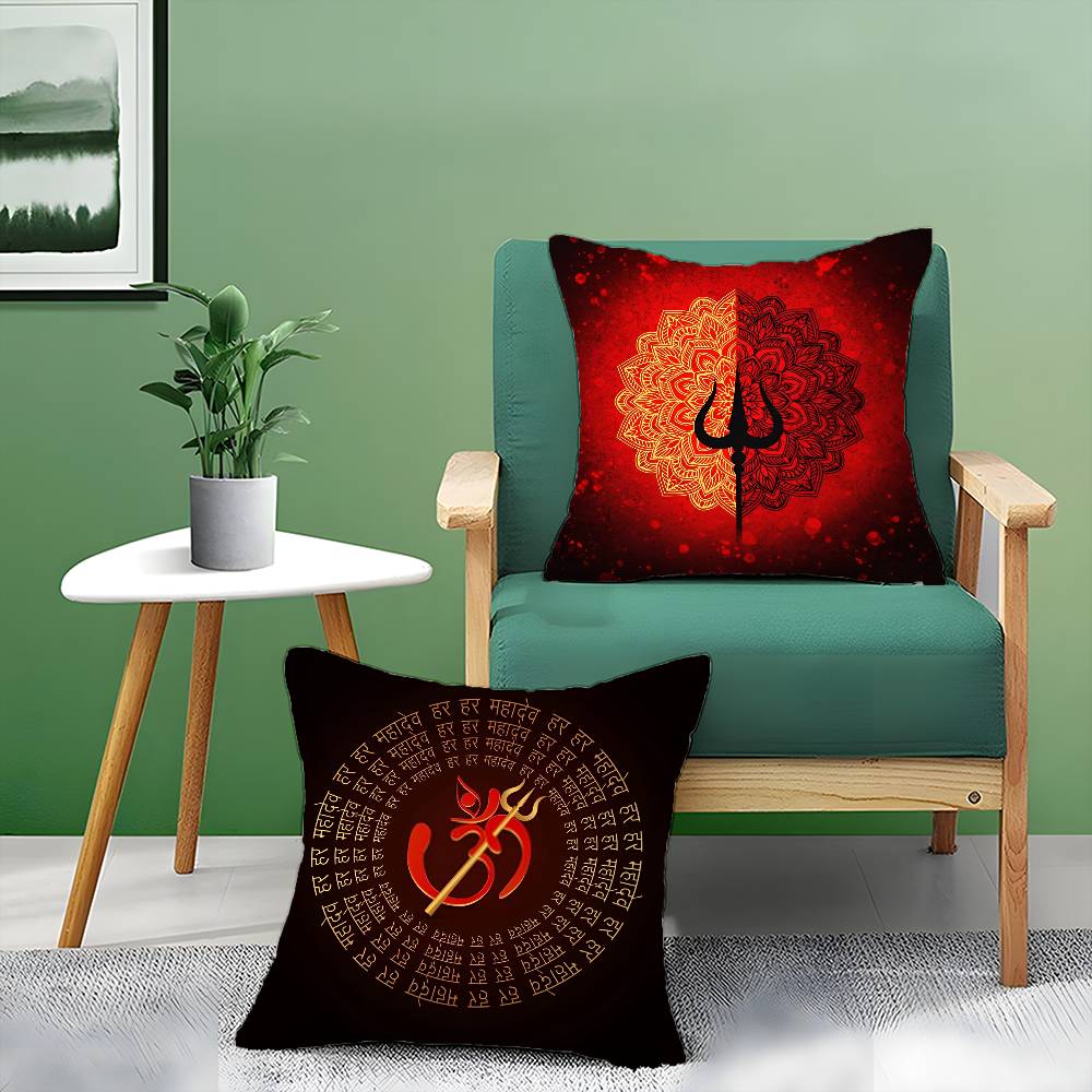 Shiva Classical Design Print Pillow Case Comfort Sofa Bed Silky Elegant Invisible Zipper Decorative Cushion Cover