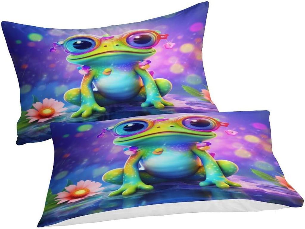 Frog Cute Beddings for Kids Boys Girls Teenage Single Quilt Cover Duvet Cover with Zip,3D Cartoon Quilt Cover with Pillowcase