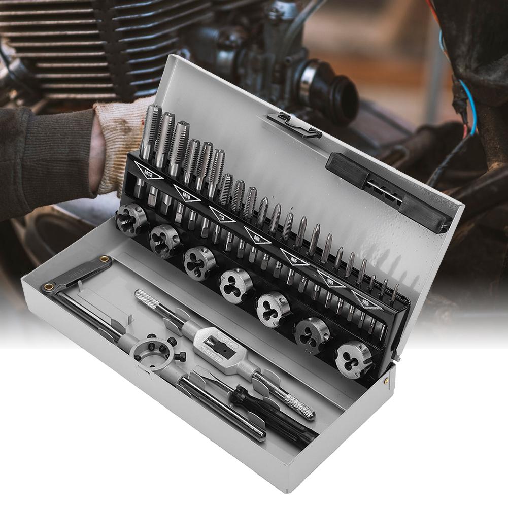 Set 32 buc Tarozi Filiere Oțel Aliaj Portabil Duritate Ridicată Set Kit Unelte de Mână Tarozi Filiere