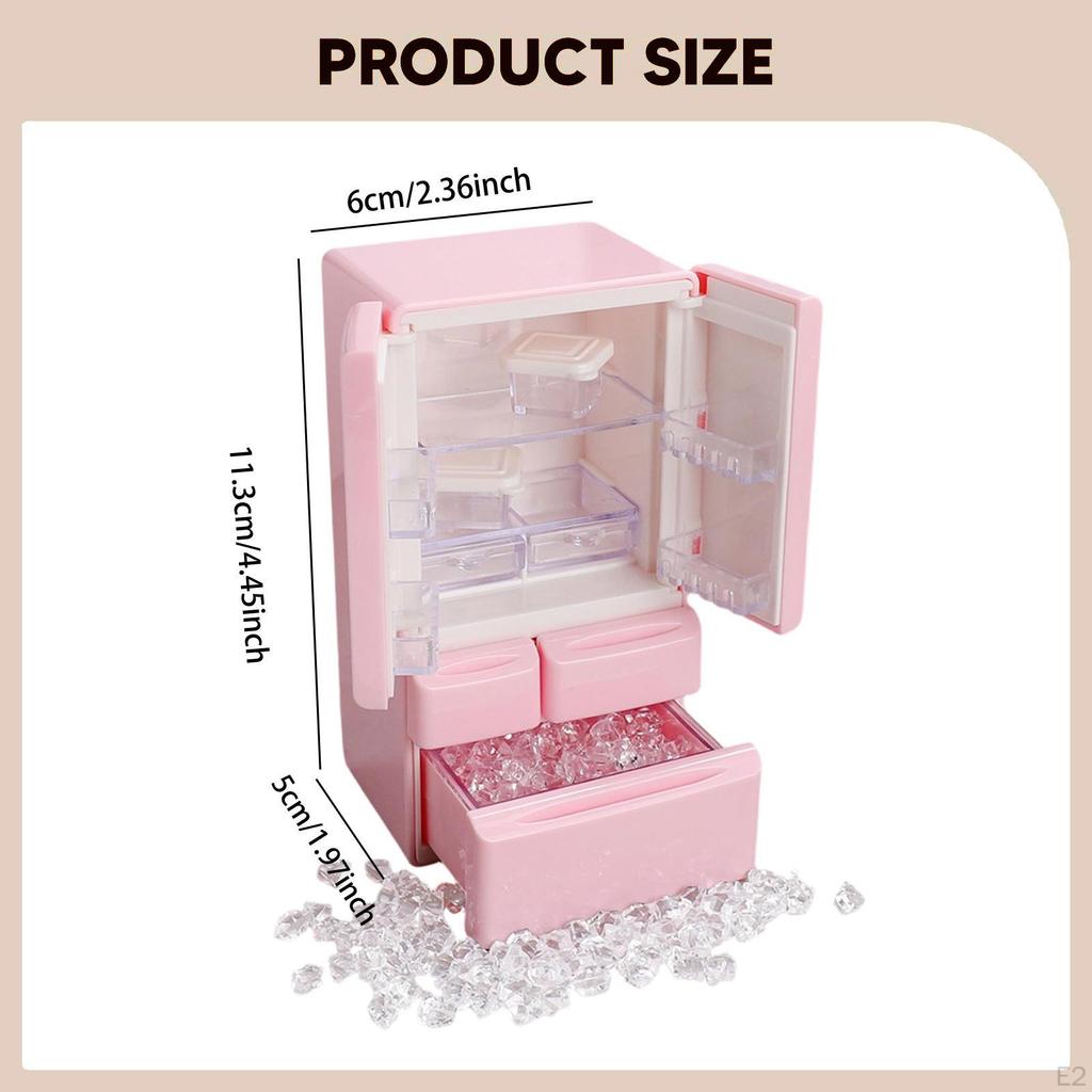 1/12 Freezer Refrigerator Dollhouse Furniture Ornaments with Tweezers Toy for Furnishings Decoration