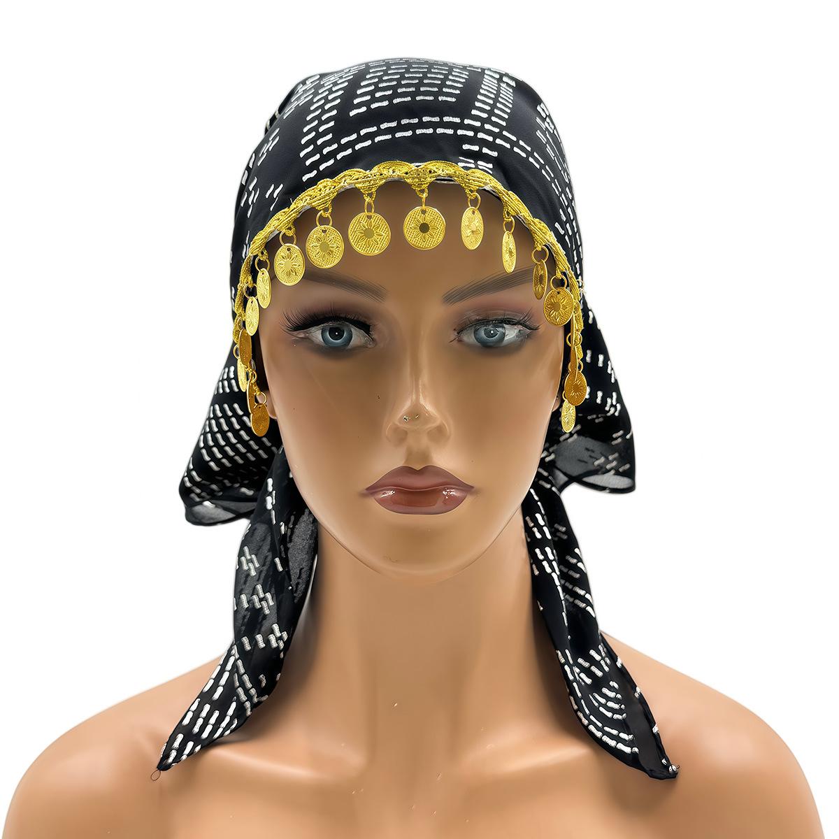 Ethnic Retro Tassel Coin Chiffon Headscarf 70*100