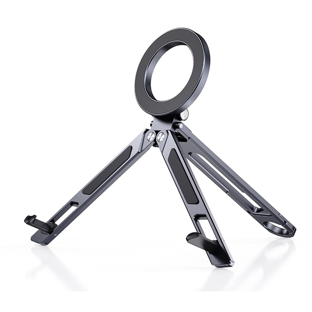 E12 Aluminum Alloy Portable Stand Magnetic Phone Holder Foldable Tablet Stand for Travel / Office / Self-Portrait