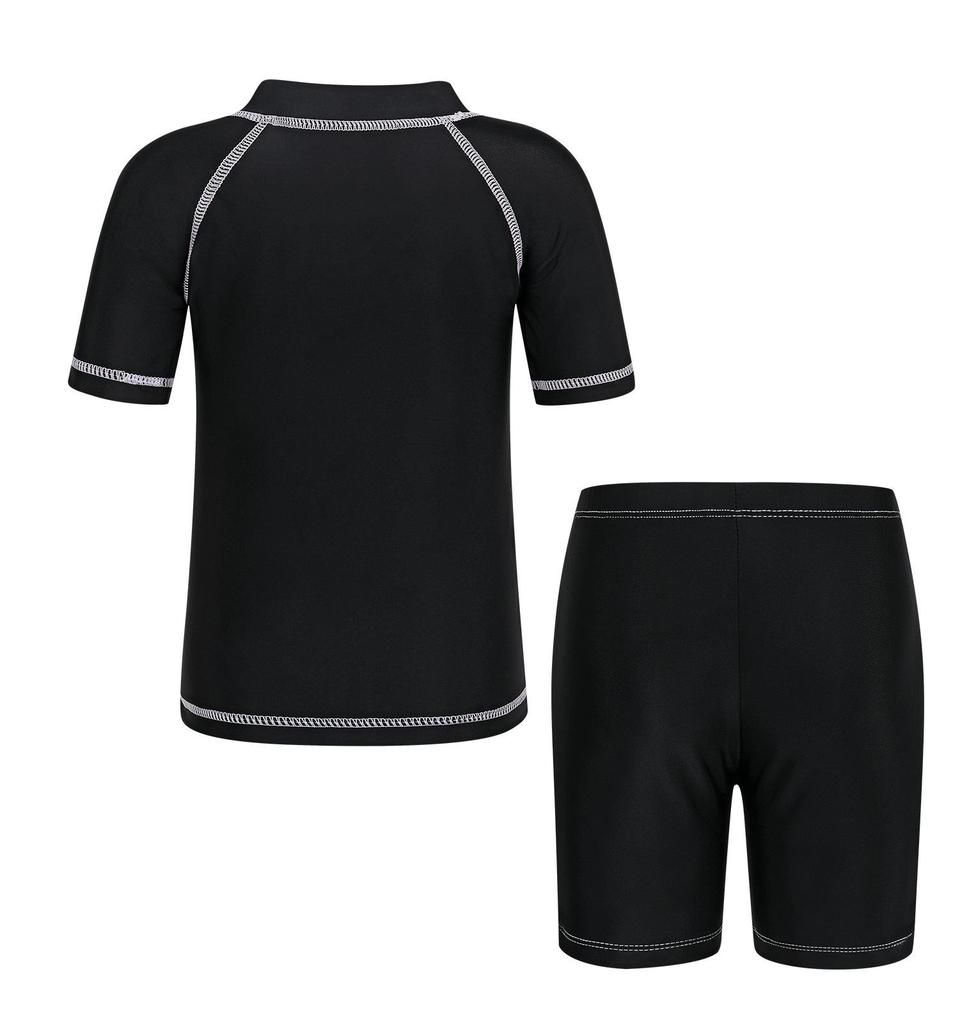 European & American Boys' Dinosaur Print Quick-Dry Sun Protection Swimsuit Set (Swim Shorts + Two Tops)