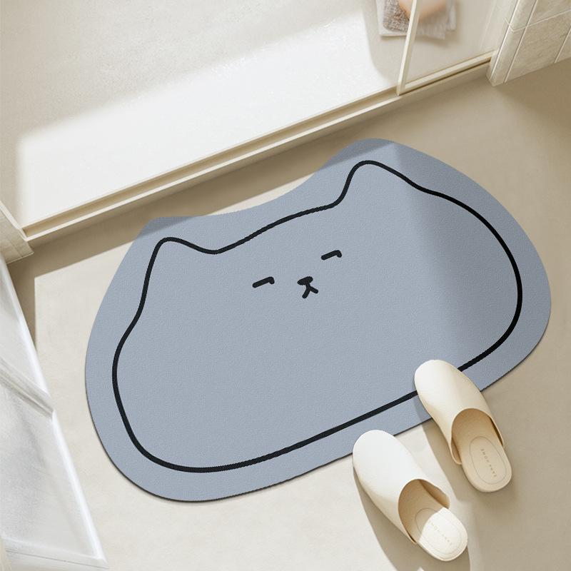 

Can Love Cartoon Bathroom Diatom Mud Mat Home Toilet Moisture-wicking Easy To Clean Foot Cushion Cat Restroom Non-slip Mat 40*60cm