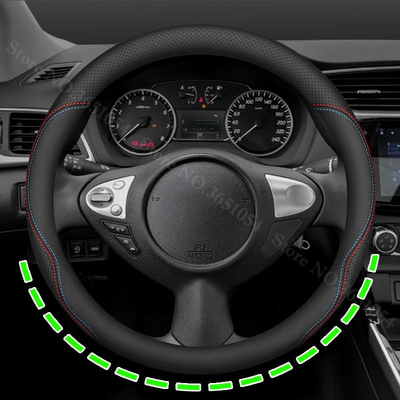 Breathable Napa Leather Car Steering Wheel Cover Non-Slip Car Handle Covers For Nissan Sylphy Qashqai Altima X-Trail Rogue