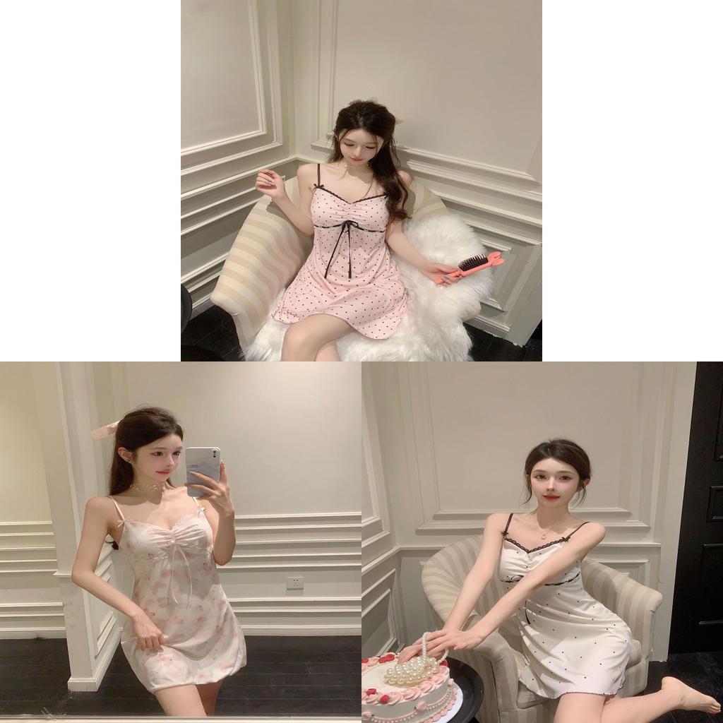 Ice Silk Sleeveless Sleepwear For Women With Padded Bust Summer Home Lounge Dress