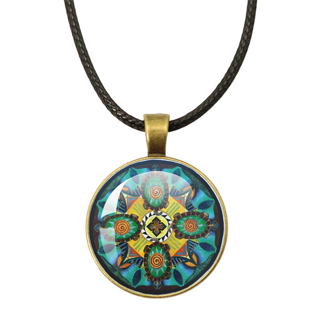 

Tree of Life Rope Chain Glass Pendant Necklaces For Women Yoga Mandala Necklaces Gift Charm Beautiful Mandala Women Jewelry