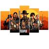 5-teiliges Leinwand-Wandkunst-Poster Gemälde Red Dead Redemption 2 Spiel-Tapete Heimdekoration Wohnzimmer Bilddruck Wandbild Kunstwerk